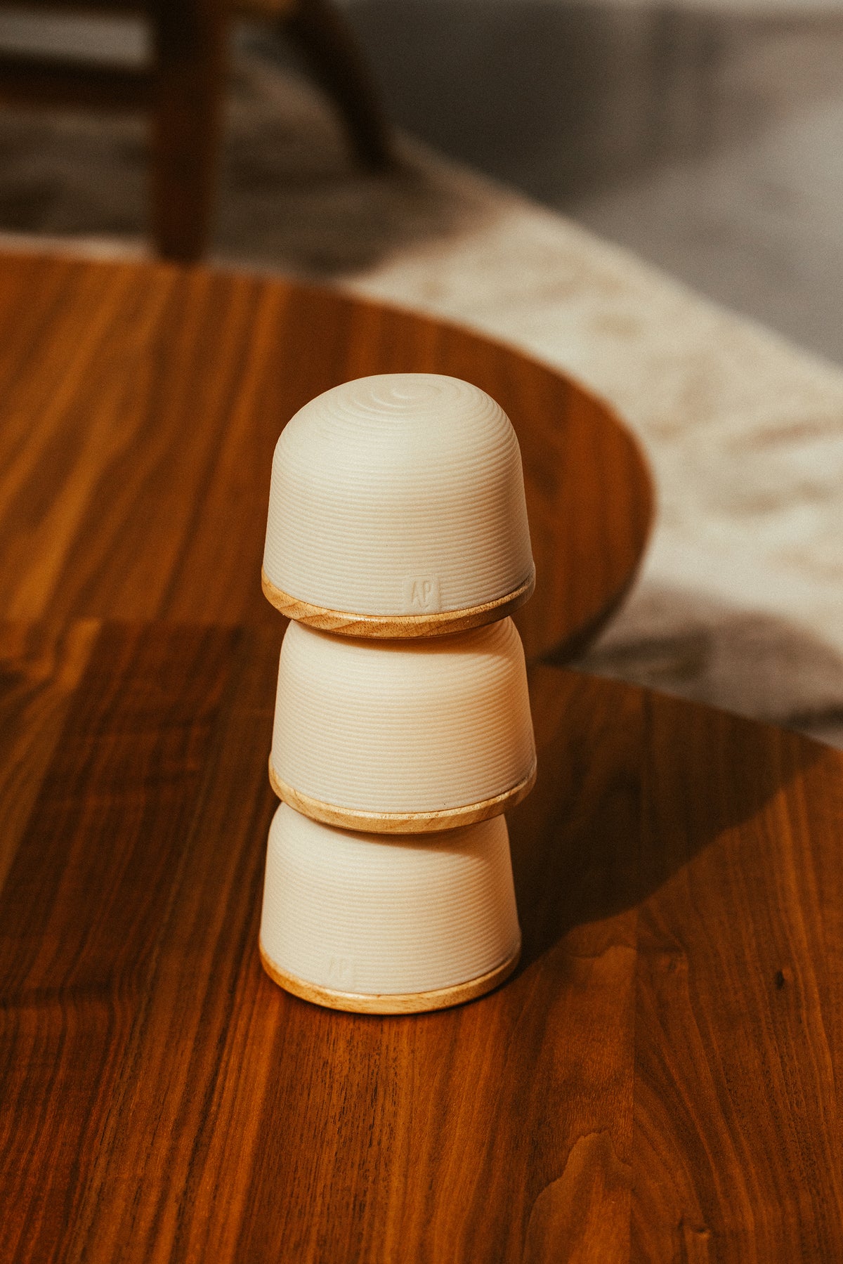 Fondant Small sfeerlamp gerecycleerd op Eik Set/3 | H 7,5 cm x Ø 9,6 cm