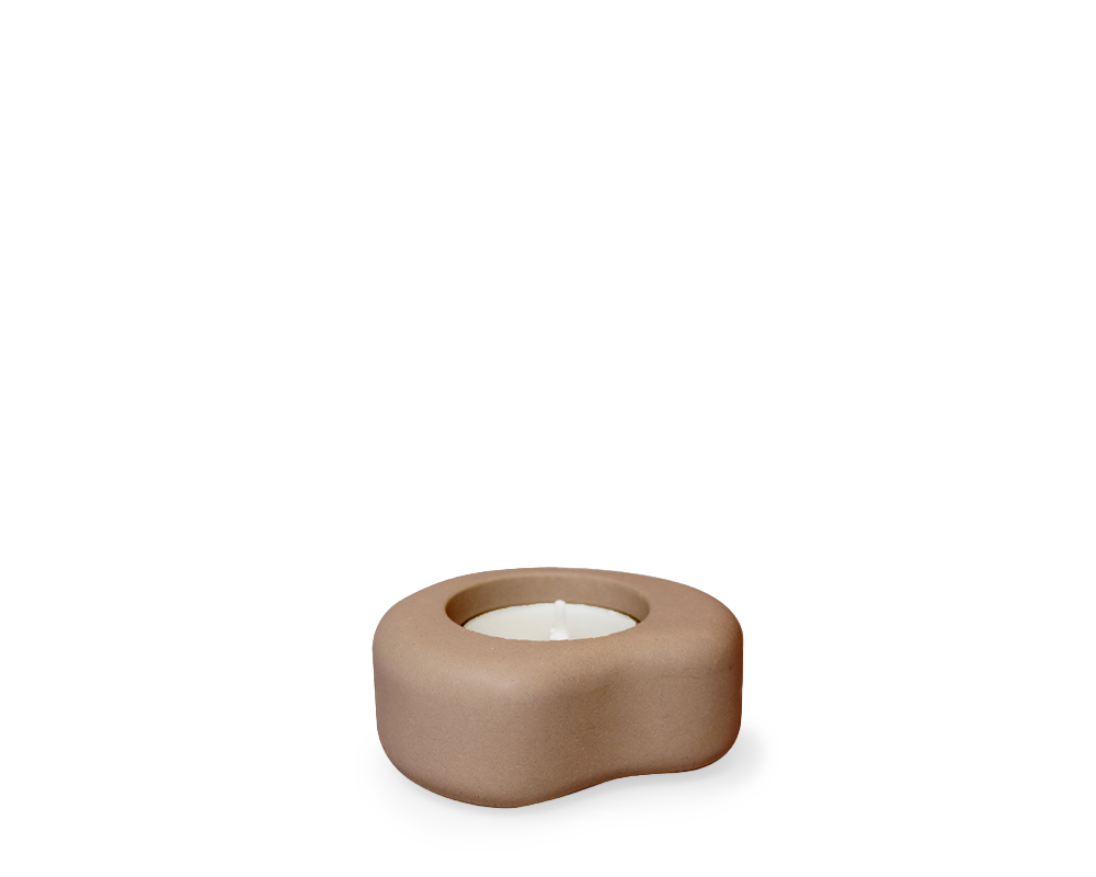 Fondant small T- light holder | MOCHA | H 3,2 x 7,3  x 6,2 cm