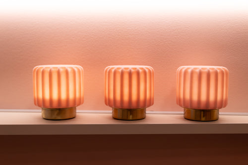Dentelles 9 lumières USB recharge FRAISE/OR Set/3 | 9 cm x Ø 9 cm
