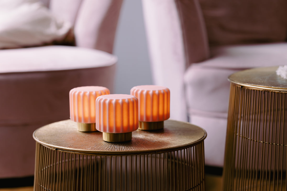 Dentelles 9 licht USB recharge FRAISE/GOUD Set/3 | 9 cm x Ø 9 cm