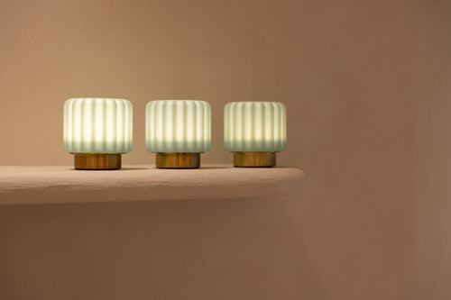 Dentelles 9 lumière USB rechargeable PISTACHE/OR Set/3 | 9 cm x Ø 9 cm