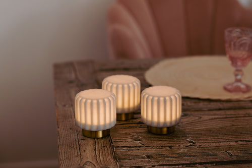 Dentelles 9 lumières USB recharge MYRTILLE/OR Set/3 | 9 cm x Ø 9 cm
