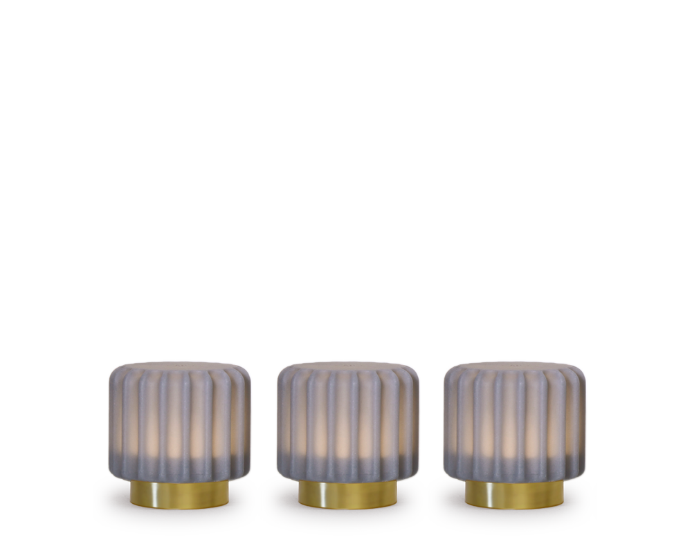 Dentelles 9 licht USB recharge BLUEBERRY/GOUD Set/3 | 9 cm x Ø 9 cm