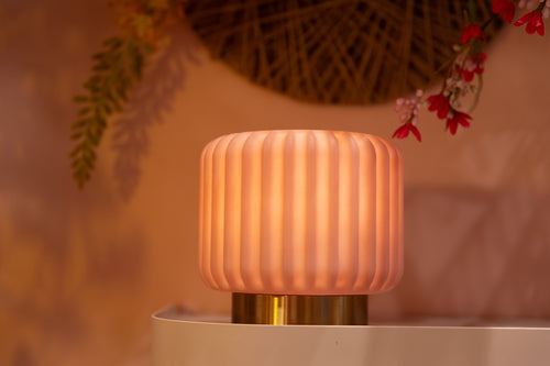 Dentelles 15 lampes USB rechargeable FRAISE/OR | 15 cm x Ø 16 cm