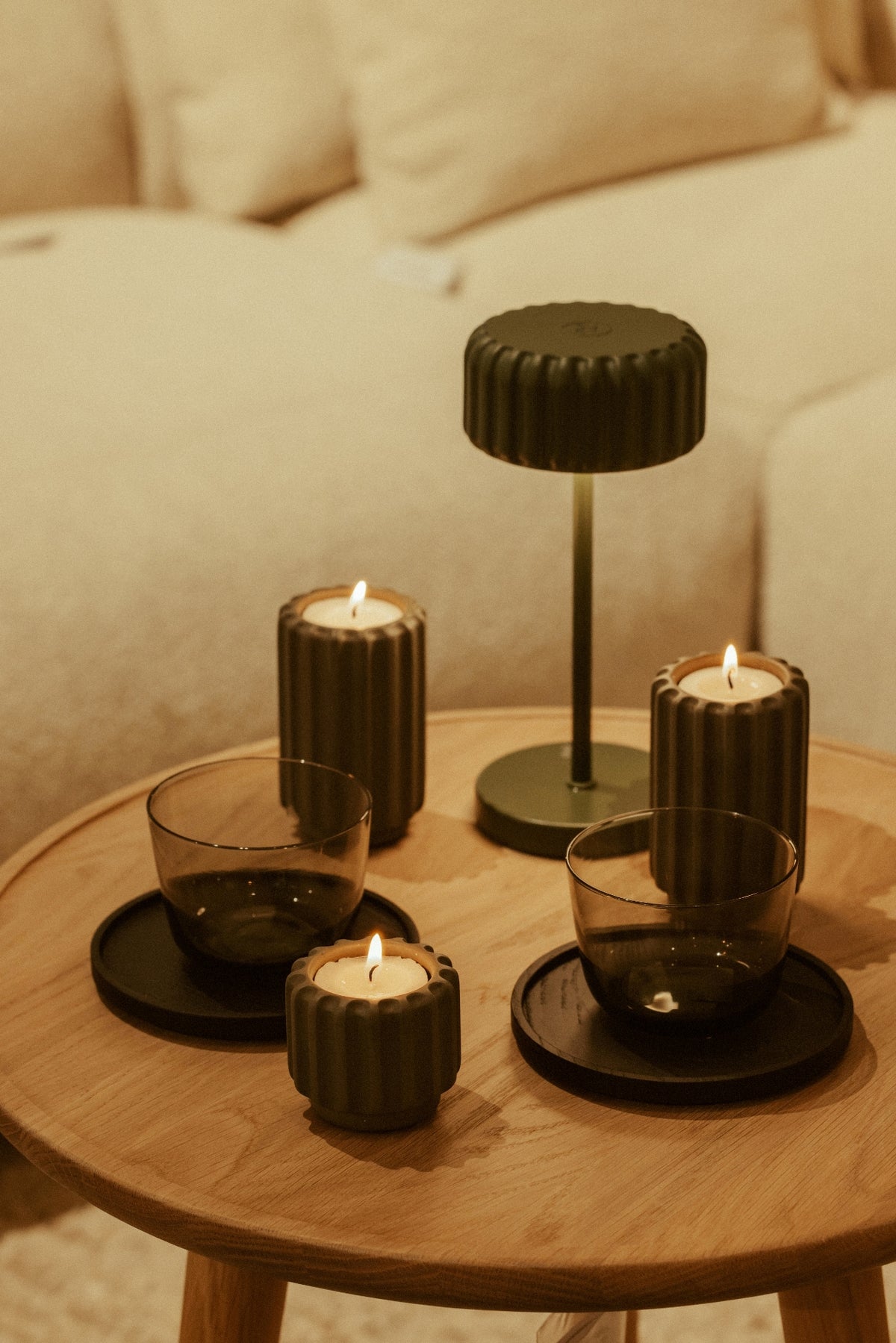 Dentelles T- LIGHT tall | Olive Bis | 9,5 x dia 6 cm