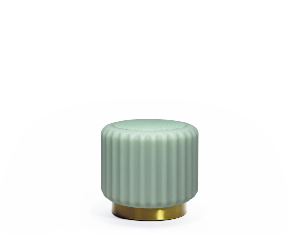 Dentelles Eucalyptus enceinte USB rechargeable base dorée | 12,5 cm x Ø 13,5 cm