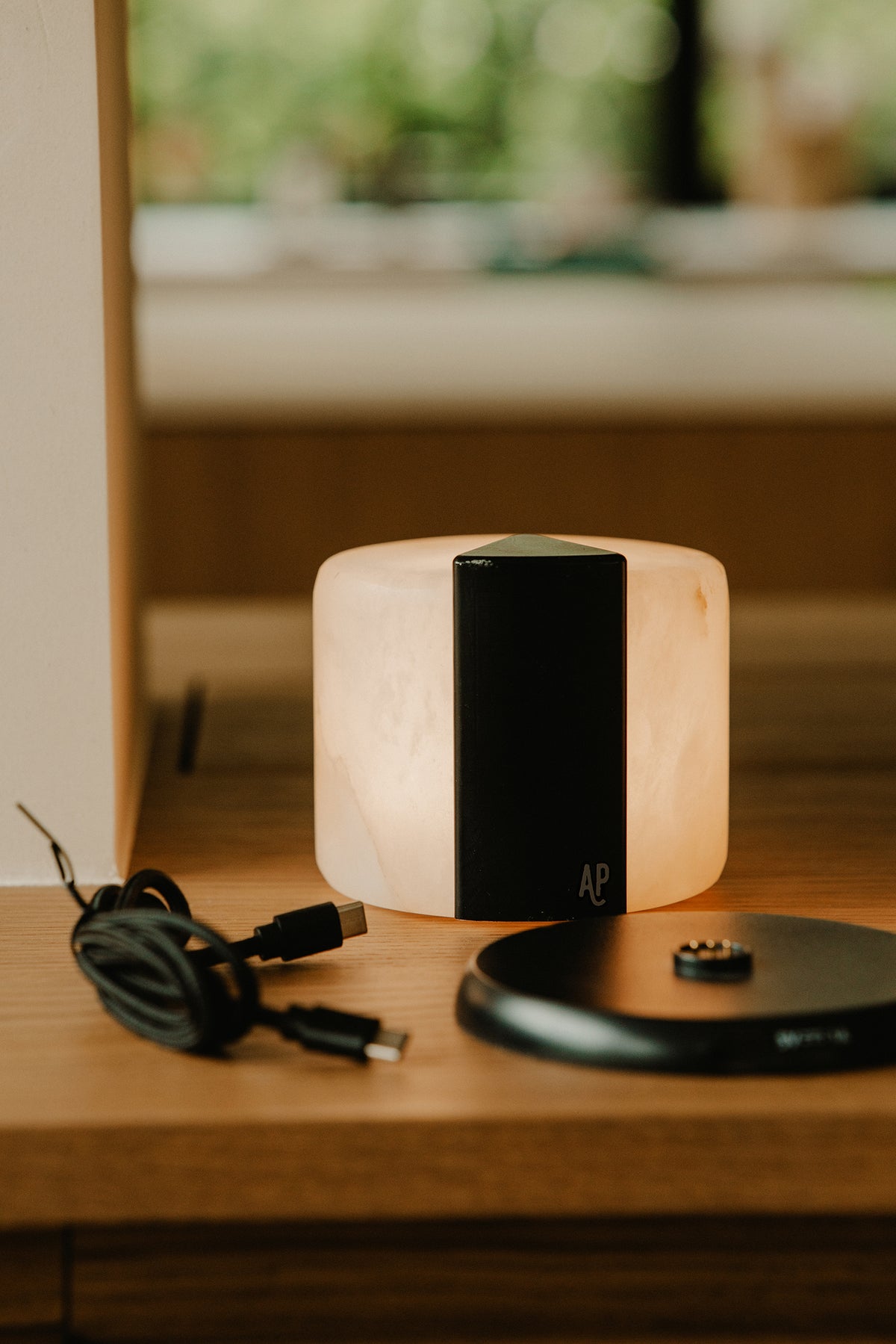 Gâteau Alabaster Mood Light WIDE | Es accent | Oplaadbaar | 9 cm x Ø 10 cm