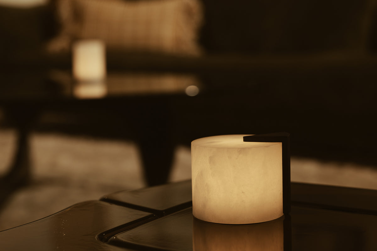 Gâteau Alabaster Mood Light WIDE | Es accent | Oplaadbaar | 9 cm x Ø 10 cm