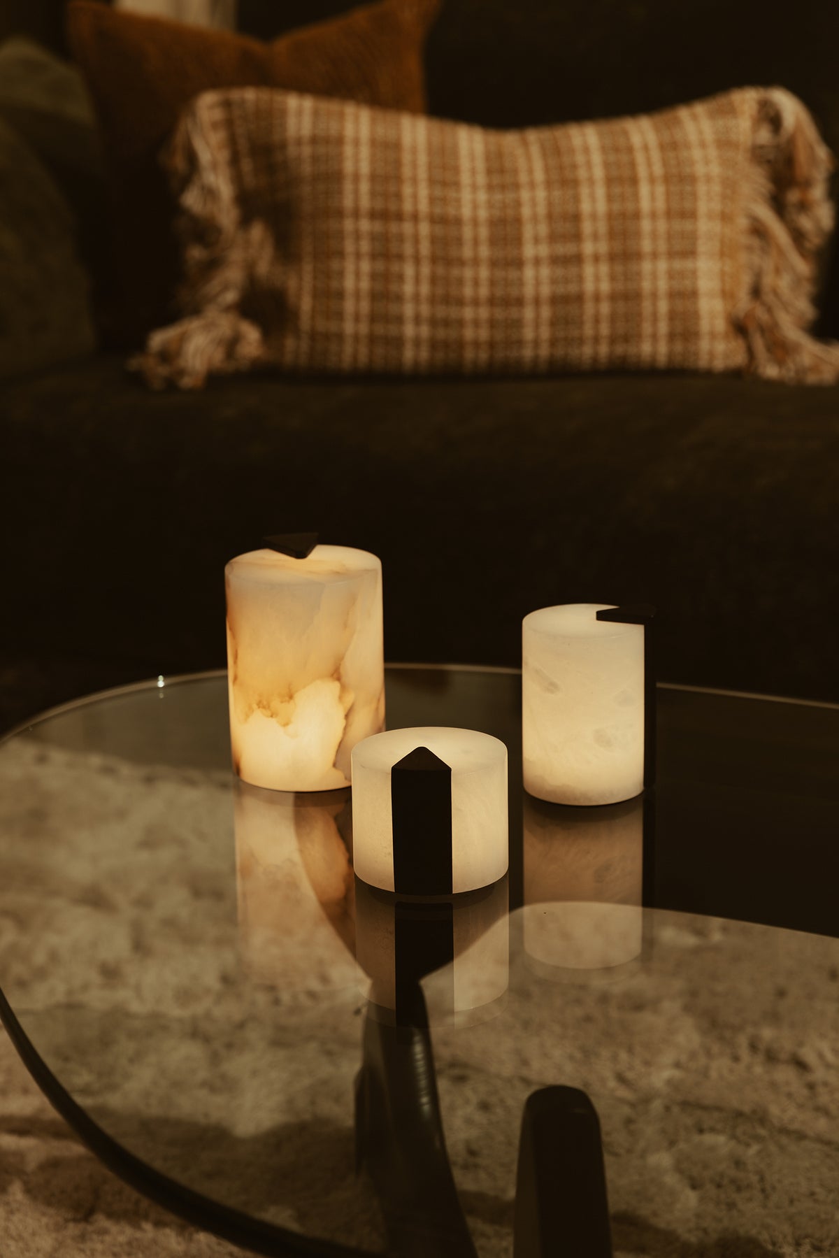 Gâteau Alabaster Mood Light WIDE | Es accent | Oplaadbaar | 9 cm x Ø 10 cm